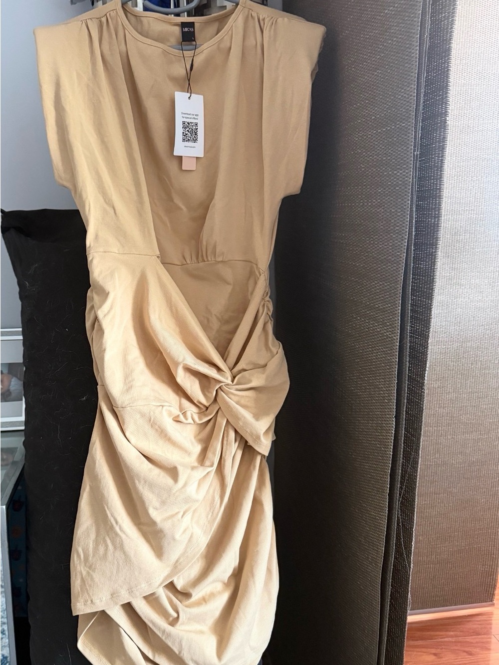 Neutral Twist-Front Maxi Dress in Beige by ZARA